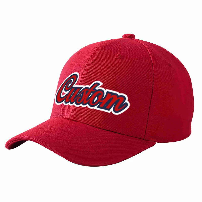 Custom Red Red-Navy Curved Eaves Sport Baseball Cap Design for Men/Women/Youth