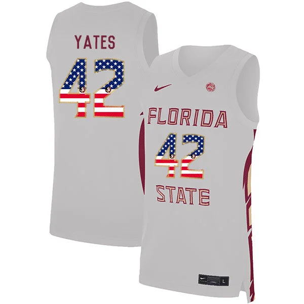 Florida State Seminoles 42 Cleveland Yates White USA Flag Basketball College Basketball Jersey