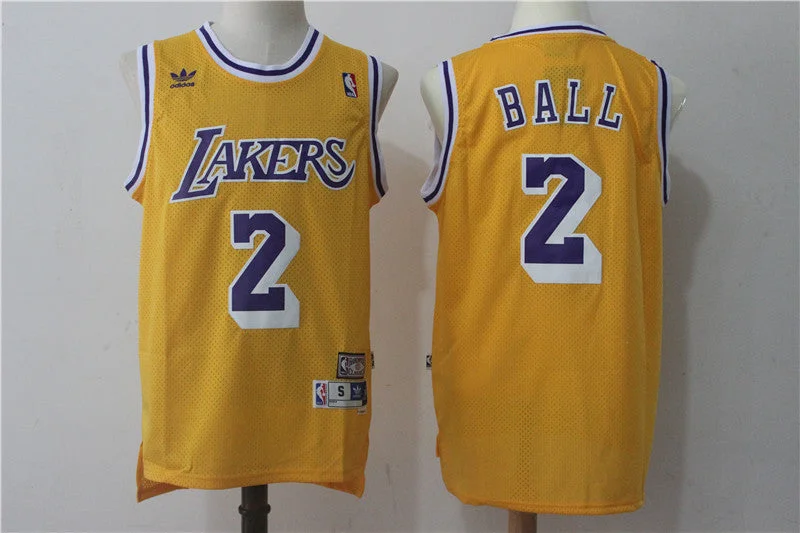 Lakers 2 Lonzo Ball Yellow Hardwood Classics Basketball Jersey