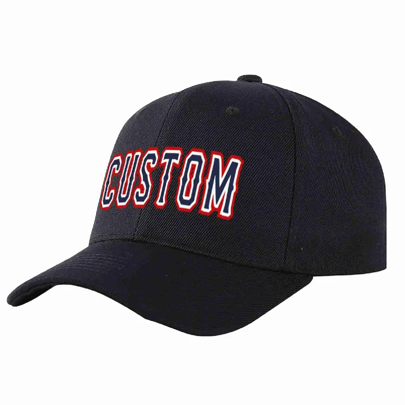 Custom Black Navy-White Curved Eaves Sport Baseball Cap Design for Men/Women/Youth