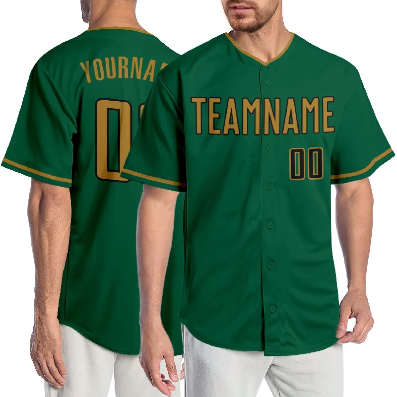 Custom Kelly Green Old Gold-Black Authentic Baseball Jersey