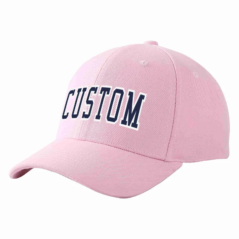 Custom Pink Navy-White Curved Eaves Sport Baseball Cap Design for Men/Women/Youth