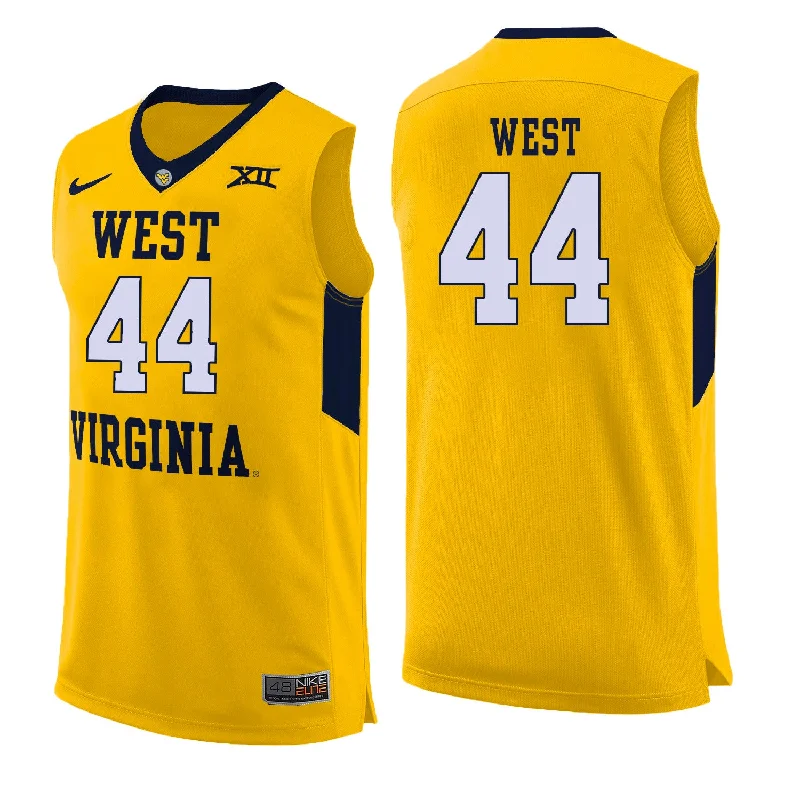 West Virginia Mountaineers 44 Jerry West Yellow College Basketball Basketball Jersey