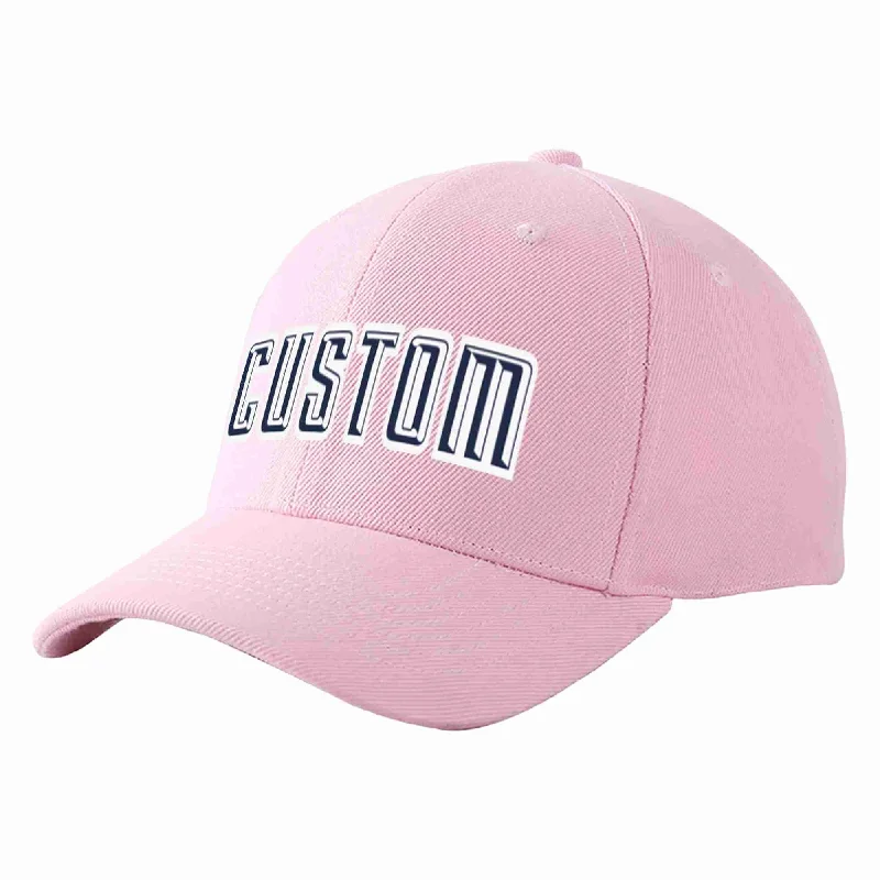 Custom Pink Navy-White Curved Eaves Sport Baseball Cap Design for Men/Women/Youth