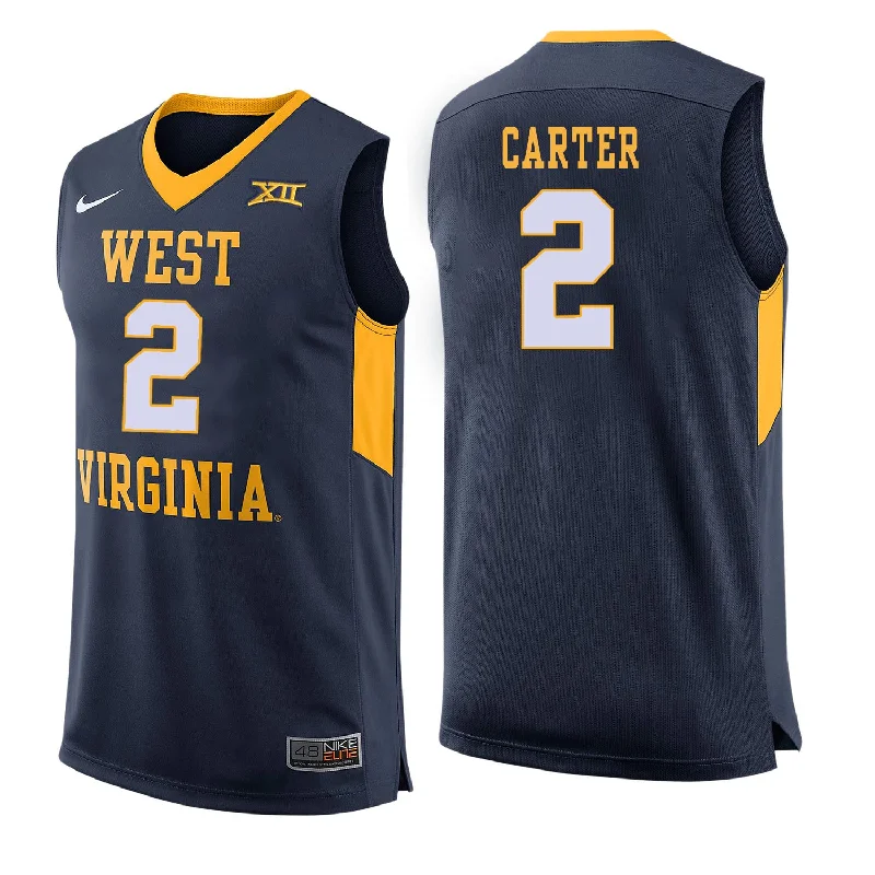 West Virginia Mountaineers 2 Jevon Carter Navy College Basketball Basketball Jersey