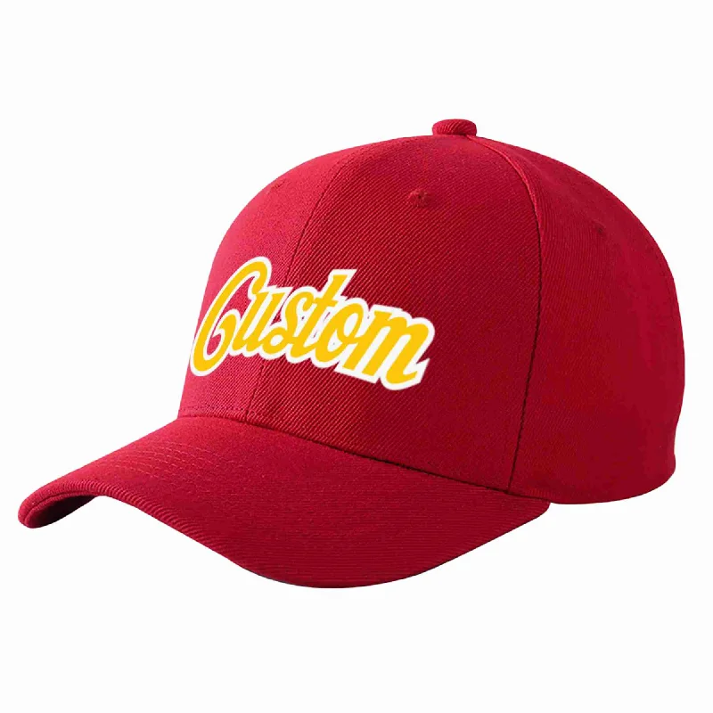 Custom Red Gold-White Curved Eaves Sport Baseball Cap Design for Men/Women/Youth